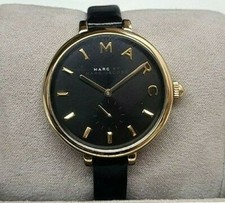 Marc Jacobs MJ1416 Sally Black Dial Black Leather Strap Women's Watch