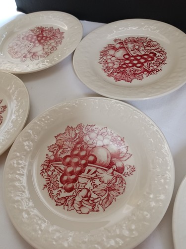 Vintage Homer Laughlin Dessert Plates " HARVEST" Set of 8 USA Country Cottage - Picture 4 of 17