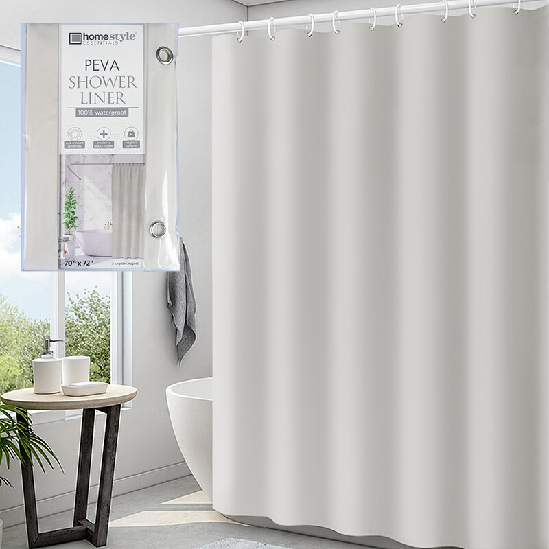 72x72 Inch Clear PEVA Shower Curtain Liner - Hookless, Waterproof Bathroom Liner