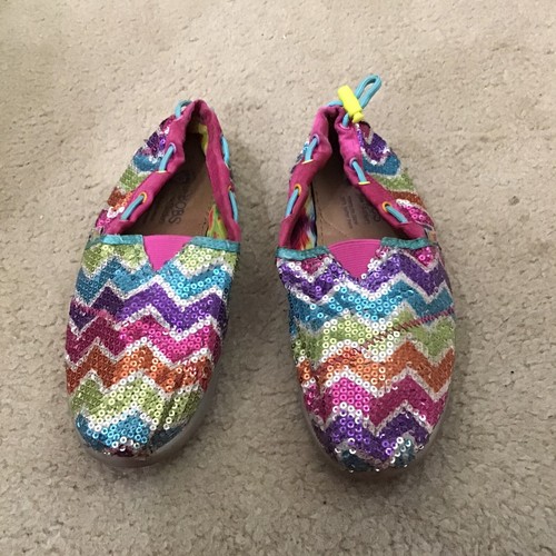 EUC BOBS Skechers Kids Girls Flat Sneakers Loafers Shoes 1 - Picture 2 of 5