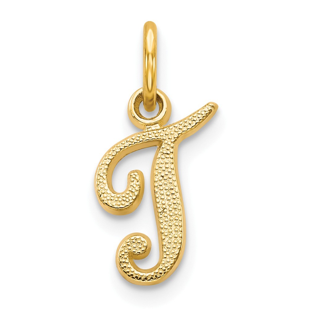 14k Yellow Gold Casted Initial T Charm Pendant Inch
