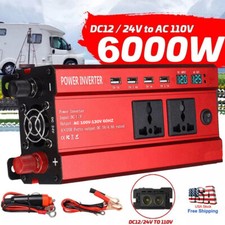 6000W LCD Car Power Inverter DC 12V To AC 110V Pure Sine Wave Solar Converter
