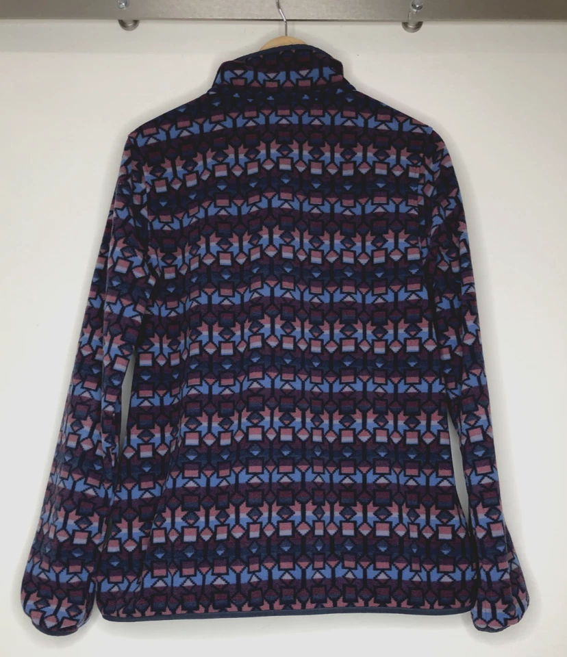 Patagonia Unisex Size Large Pullover SnapT Fleece Graphic Aztec Print Blue Wine - Image 2 of 4