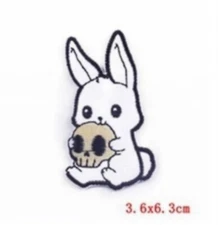 Cute Creepy Bunny With Skull Animal Iron-On Embroidered Patch