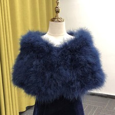 Real Ostrich Feather Fur Shawl Shrug Cape For Bride Wedding Party Fluffy Soft