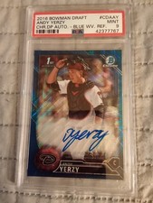 2016 Bowman Chrome Andy Yerzy #30/150 BLUE AUTOGRAPH #CDAAY Graded PSA 9