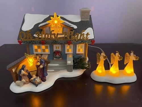 Dept 56 Snow Village Xmas Lane OH HOLY NIGHT LIT HOUSE 6009702 W Angels New MIP - Picture 6 of 6