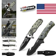 Heavy Duty Hunting Knife Set with 8.5 Inch Bowie and 4.5 Inch Folding Knife