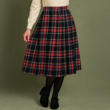 Vintage Century Boston High-Waist Wool Tartan Pleated Wrap Skirt Women's Size S