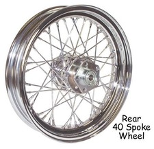 V-factor 51645 Chrome 40 Spoke 16 X 3 Rear Wheel - 79-99 Sportster Dyna Softail