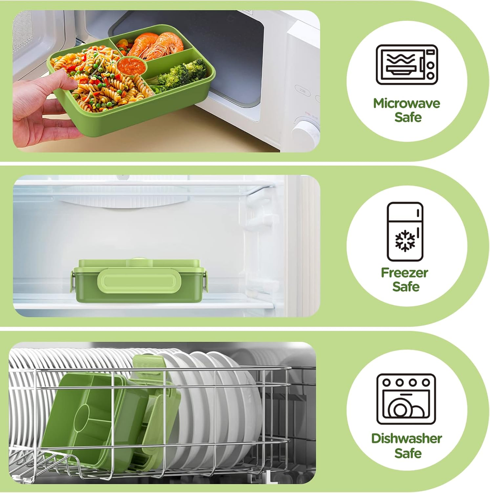Leakproof 4-Compartment Bento Box for Kids Lunch Large Capacity