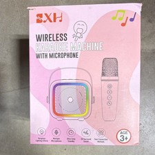 SXH KA06 Wireless Karaoke Machine, 2 Microphones, Lighting Effects, Pink