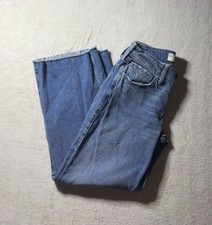 Hollister Women's Blue Jeans W25 Short Low-Rise Baggy Floral Embroidered Denim