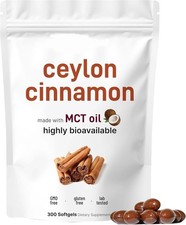 Ceylon Cinnamon 7200mg Equivalent Softgels MCT Oil Highly Bioavailable 300 Count