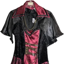 Vampire Victorian Halloween Costume Women's L Dress + Cape + Accessories
