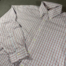 Brooks Brothers Button Down Mens 17-35 Red Blue Check Madison Non-Iron Shirt