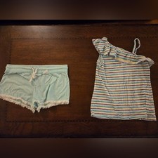 girl xl aqua blue shorts and tank