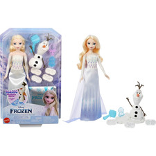 Disney Frozen Elsa Olaf Play Set with Doll, Olaf Figure, Moldable Sand, Stamper