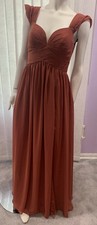Azazi Womens Rust Chiffon Long Formal Gown Dress Size 4