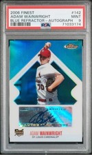 PSA 9 2006 Topps Finest  Adam Wainwright Blue Refractor Rookie Auto #ed /299