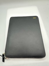 Mark and Graham Essential Tech Folio Black Leather Mongrammed MM