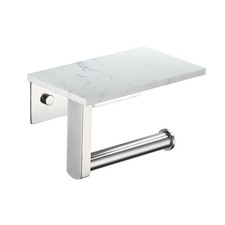 Forious Pro Wall Mount Toilet Paper Holder w/ Marble Shelf in Brushed Nickel