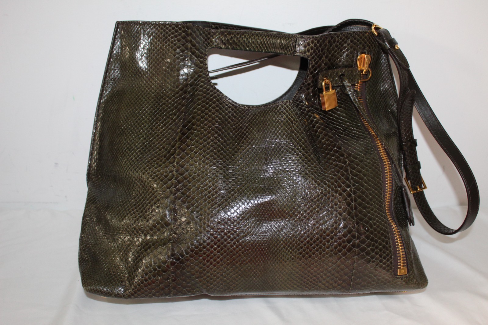 Tom Ford Alix Padlock Tote Python Embossed Leathe… - image 1