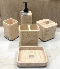 Urban Habitat Bath Accessory Set, 5 Pc. Faux Travertine, Lotion Pump