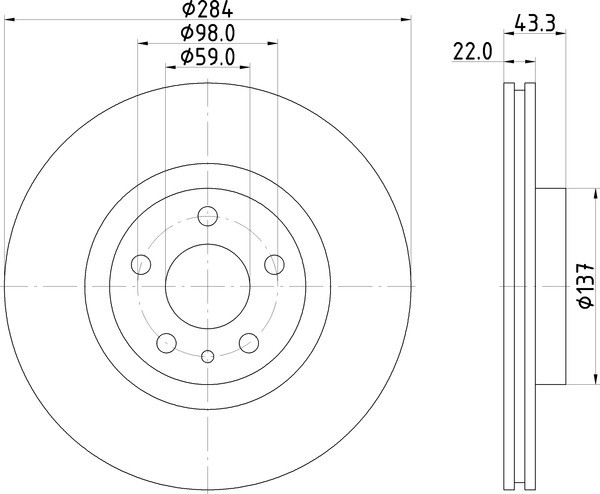 2x Front Brake Disc Fits Fiat Mintex MDC2485 Outer Ø 284mm Vented - Image 4