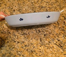 Vintage DRU Holland Blue & White Enamelware Oval Baking Dish Casserole
