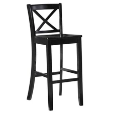 Home Dcor Finished X-Back 30", Black Bar Stool, 16"W x 17.91"D x 42.91"H,