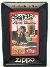 Case XX Knives Christmas Workshop Design Red Matte Zippo Lighter NEW