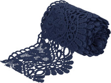 4 Inch Wide 3 Yard Lace Ribbon Floral Pattern Navy Blue Lace Trim Ribbon for Sew