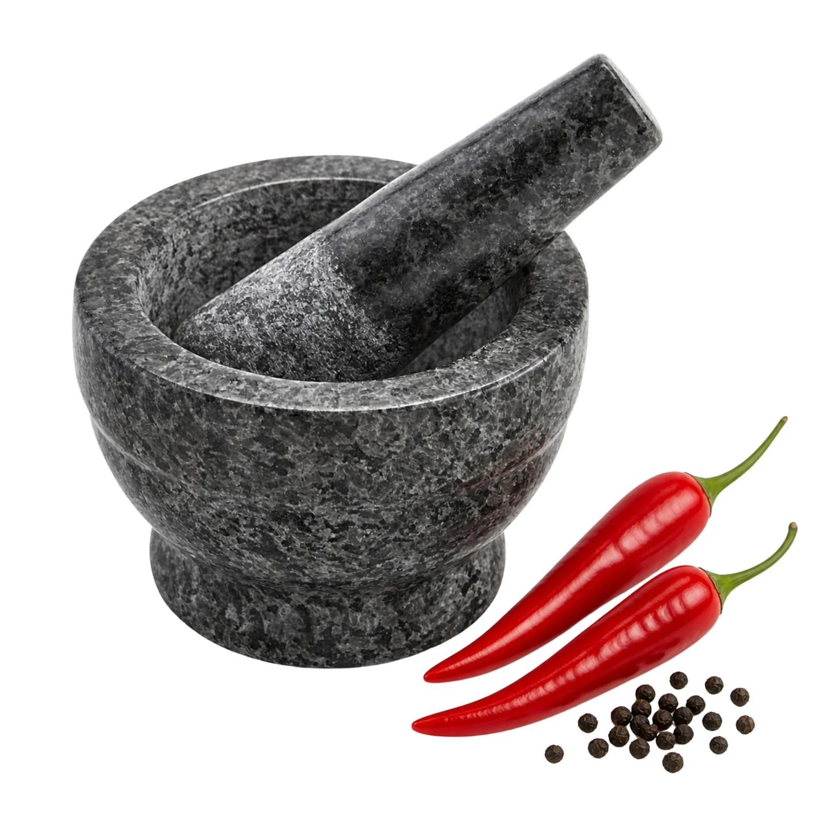 IMUSA USA Small Polished Mortar and Pestle, 3.75”, Granite Small,