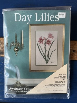 TAGESLILIE Kreuzstich Set Serendipity Designs Hemerocallis Floral Neu Vintage