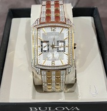 BULOVA 98C109 SWAROVSKI MEN S CRYSTAL GOLD PLATED STAINLESS STEEL QUARTZ WATCH