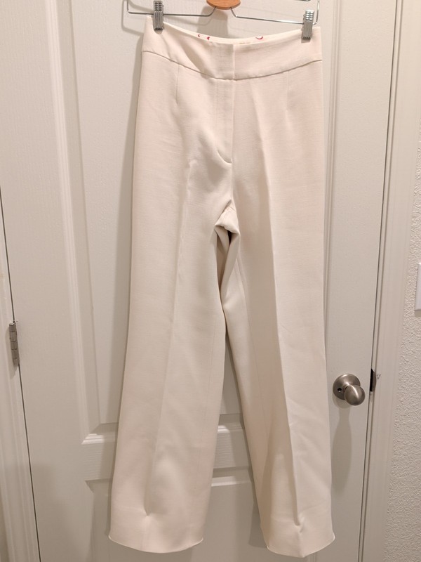 Halston Heritage Women's Wool Blend Pants Cream Size 4 Inseam 30in