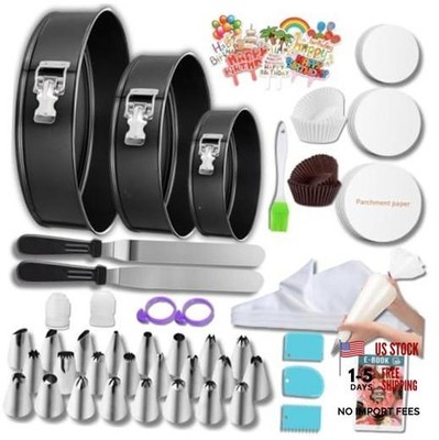 168pcs Cake Pan Sets for Baking + Cake Decorating Supplies: 3 Non-Stick