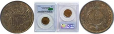 1864 Small Date 2C Two Cent Piece PCGS MS-64 RB CAC