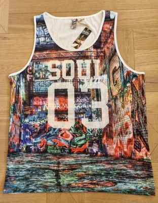 Soulstar Tanktop Top Shirt Trikot Herren ärmellos  Graffiti 2XL weiß neu