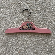 VINTAGE 1940's CHILDS WOOD PAINTED CLOTHES HANGER KITTEN EUC