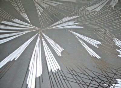 (5 Rolls) Vtg Metallic Silver Blue Sharkskin Geometric Firework Vinyl WALLPAPER