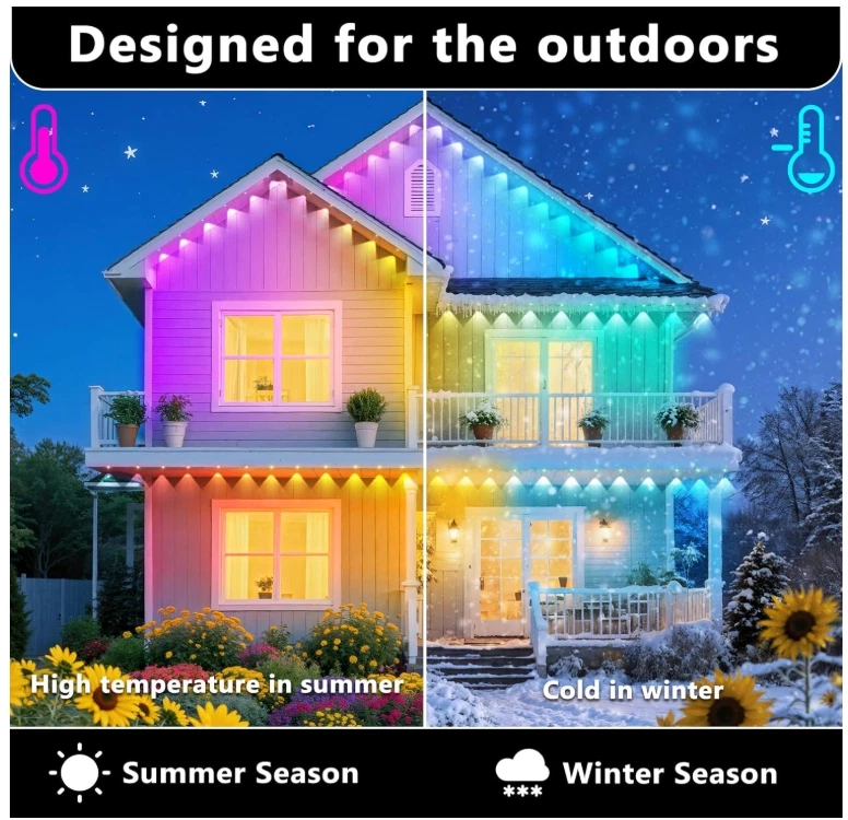 300英尺永久户外RGB灯,IP67防水智能Eave照明 — 第 3/4 张图片