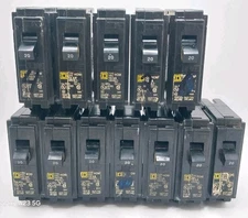 Lot of 12 Square D 20 Amp 120 V Single Pole Circuit Breakers Fast Free Shipping 