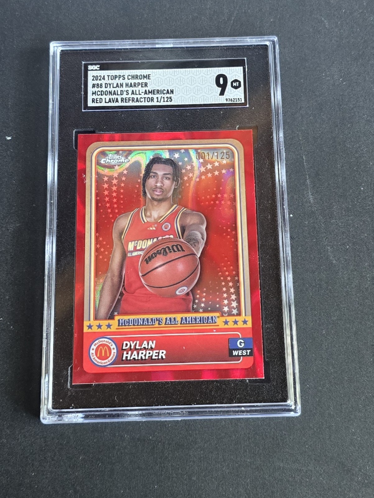 2024 Topps Chrome McDonald’s 001/125 Dylan Harper #88 Red Lava Refractor SGC 9