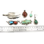 Southwest Signed Sterling Turquoise Red Coral Amber Pendants Lot of 6 #S5593-5 — photo 8