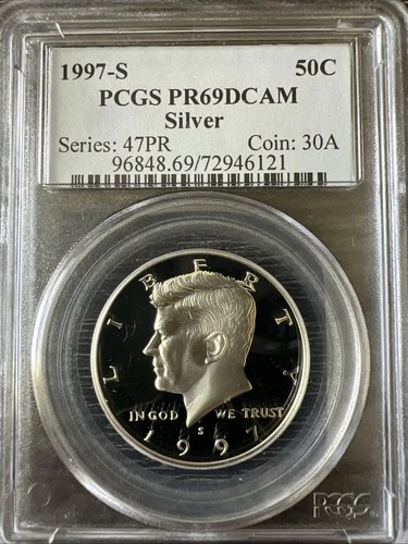 1997-S SILVER US Kennedy Half Dollar 50c .50 PCGS PR69 DCAM Proof Deep Cameo Gem