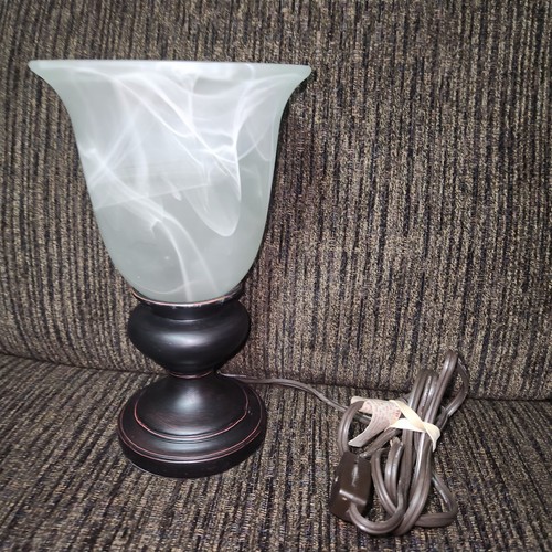 Milchglas Akzent 12" Lampe Leuchte Schreibtisch Tisch Nachttisch Leuchte Fackel - Bild 1 von 5