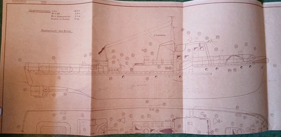 Bauplan Feuerlöschboot Klasse G-5/E 1:50 Gebraucht - Bild 2 von 2