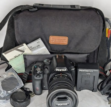 Pentax K-500 DSLR Camera w/ 18-55mm Lens, Battery, Charger Bag Tested